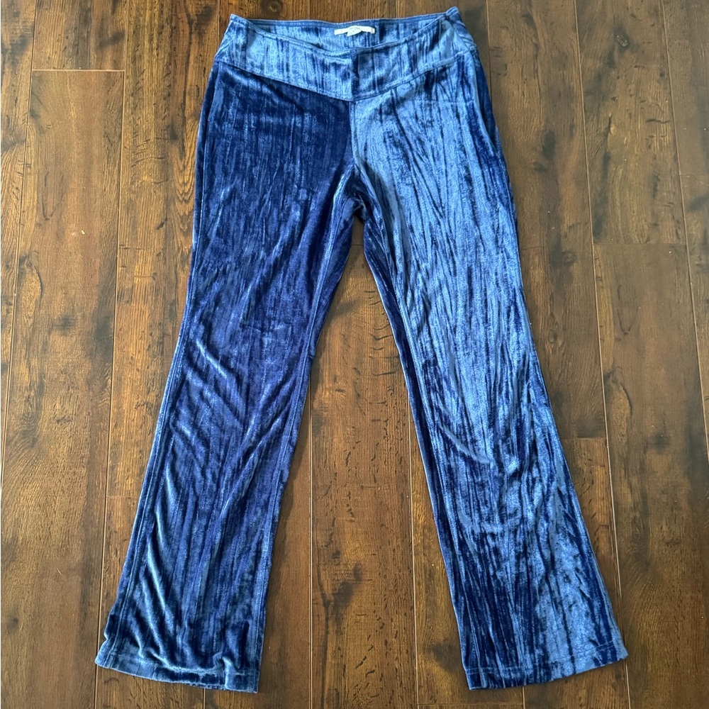 Blue velvet flare pants
